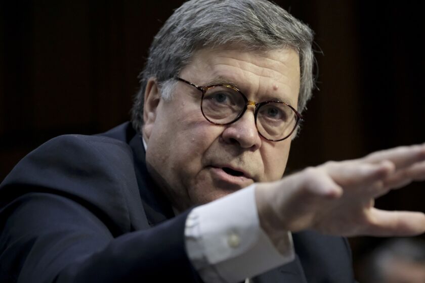 Attorney general nominee William Barr speaks during a hearing before the Senate Judiciary Committee in Washington, D.C., on Tuesday. MUST CREDIT: Washington Post photo by Bonnie Jo Mount ** Usable by LA, BS, CT, DP, FL, HC, MC, OS, SD, CGT and CCT **