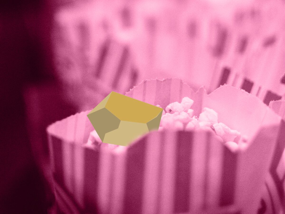 illustration of a gold nugget in a bag of movie theater popcorn
