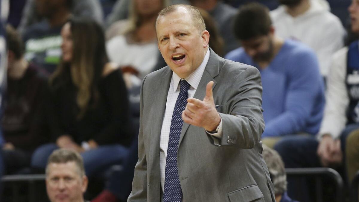 Tom Thibodeau guided the Timberwolves to a 108-86 victory over the Lakers on Sunday and then was fired.