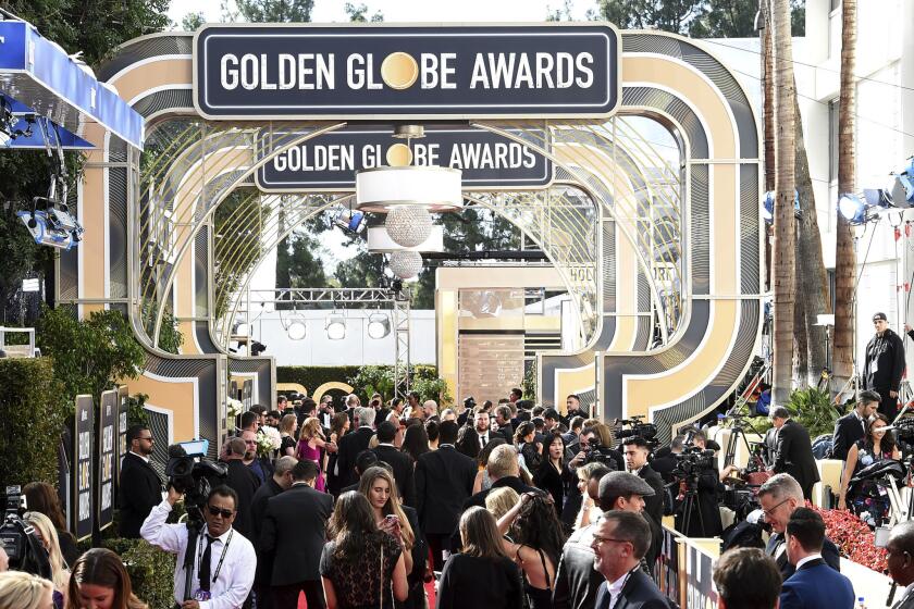 Media set up on the red carpet at the 76th Golden Globe Awards at the Beverly Hilton hotel.