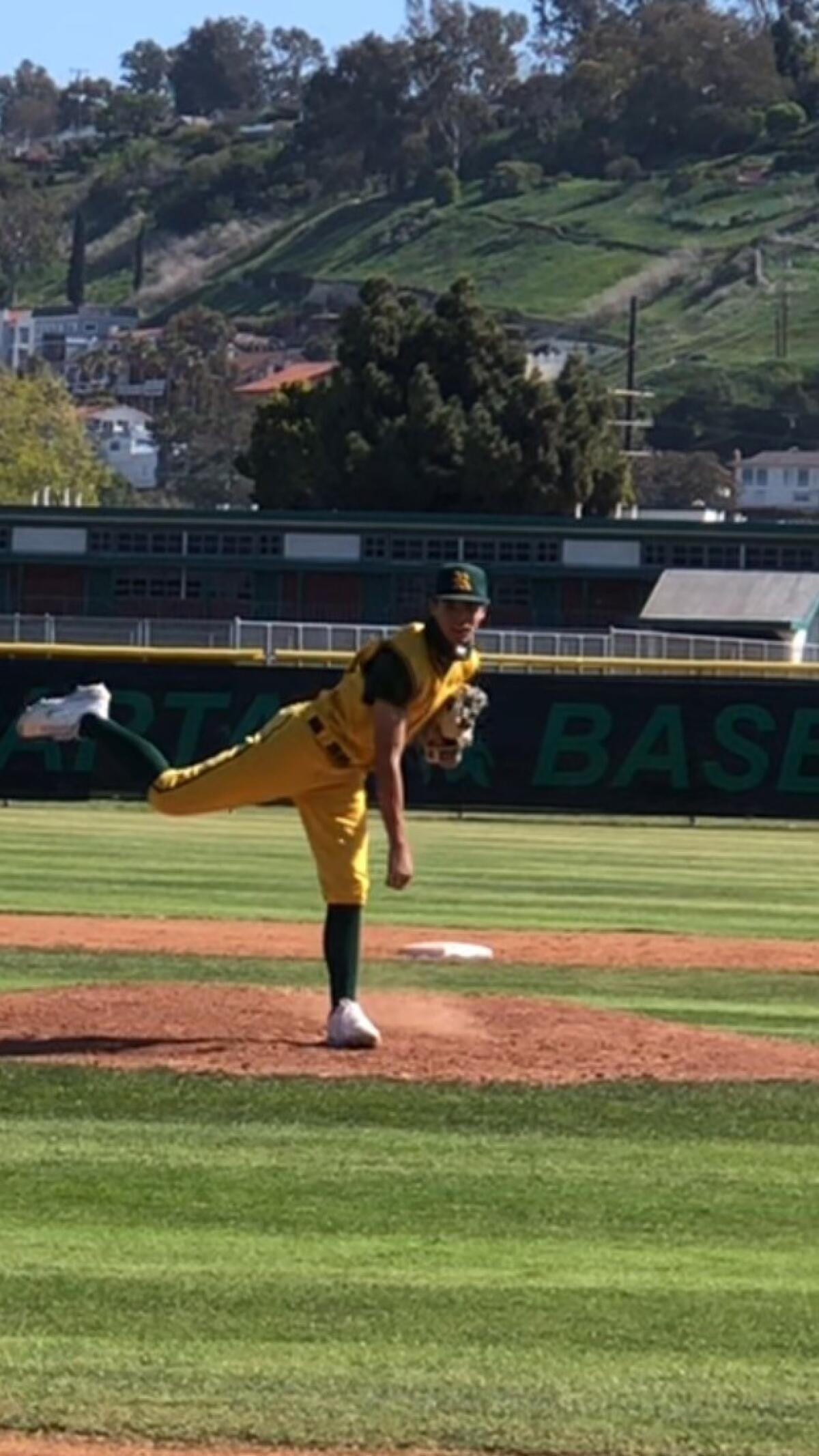 Sophomore pitcher Trevor Hansen pitches for Royal High.