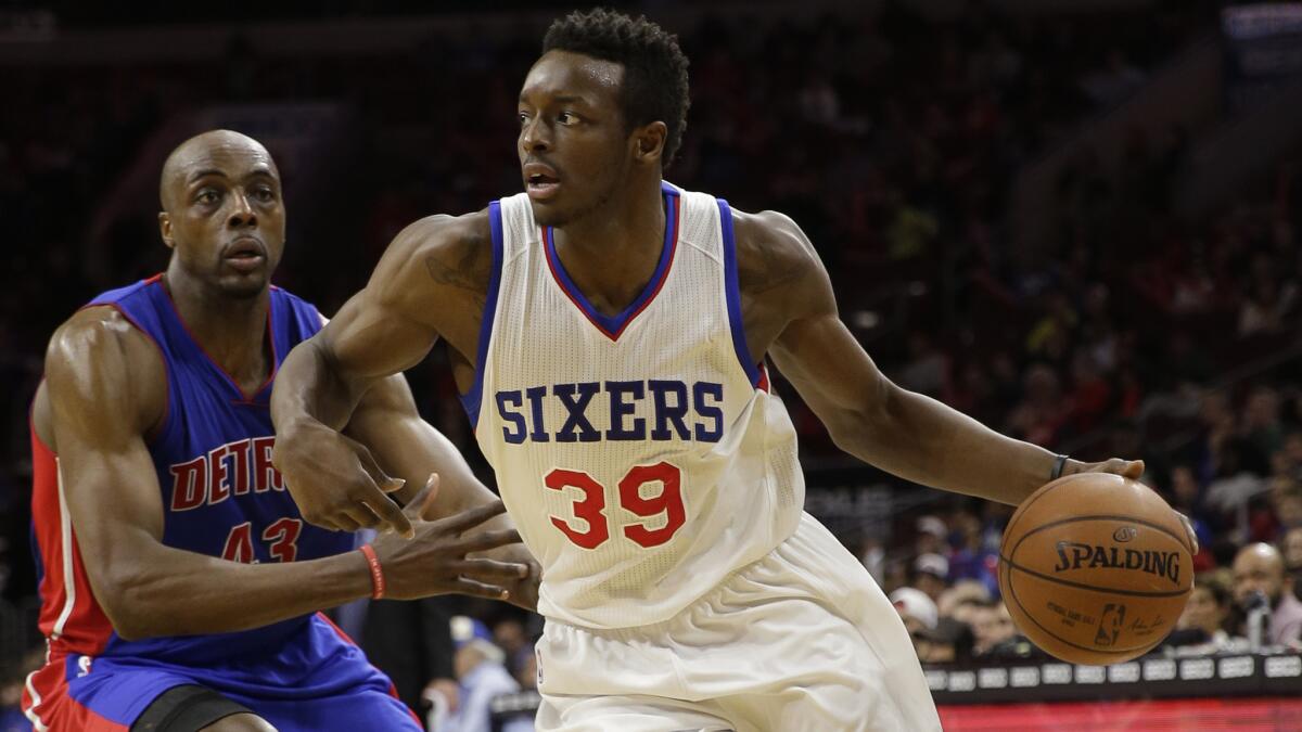 Philadelphia 76ers small forward Jerami Grant drives to the basket during a win over the Detroit Pistons on Wednesday.