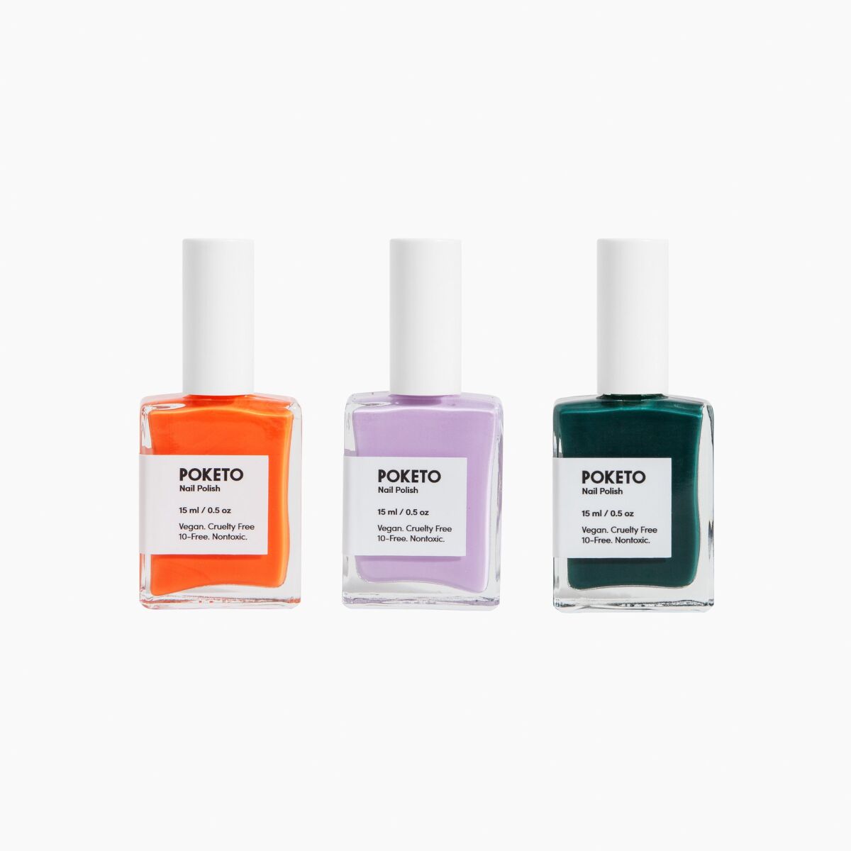 Poketo Nail Polish Set in orange, purple and green