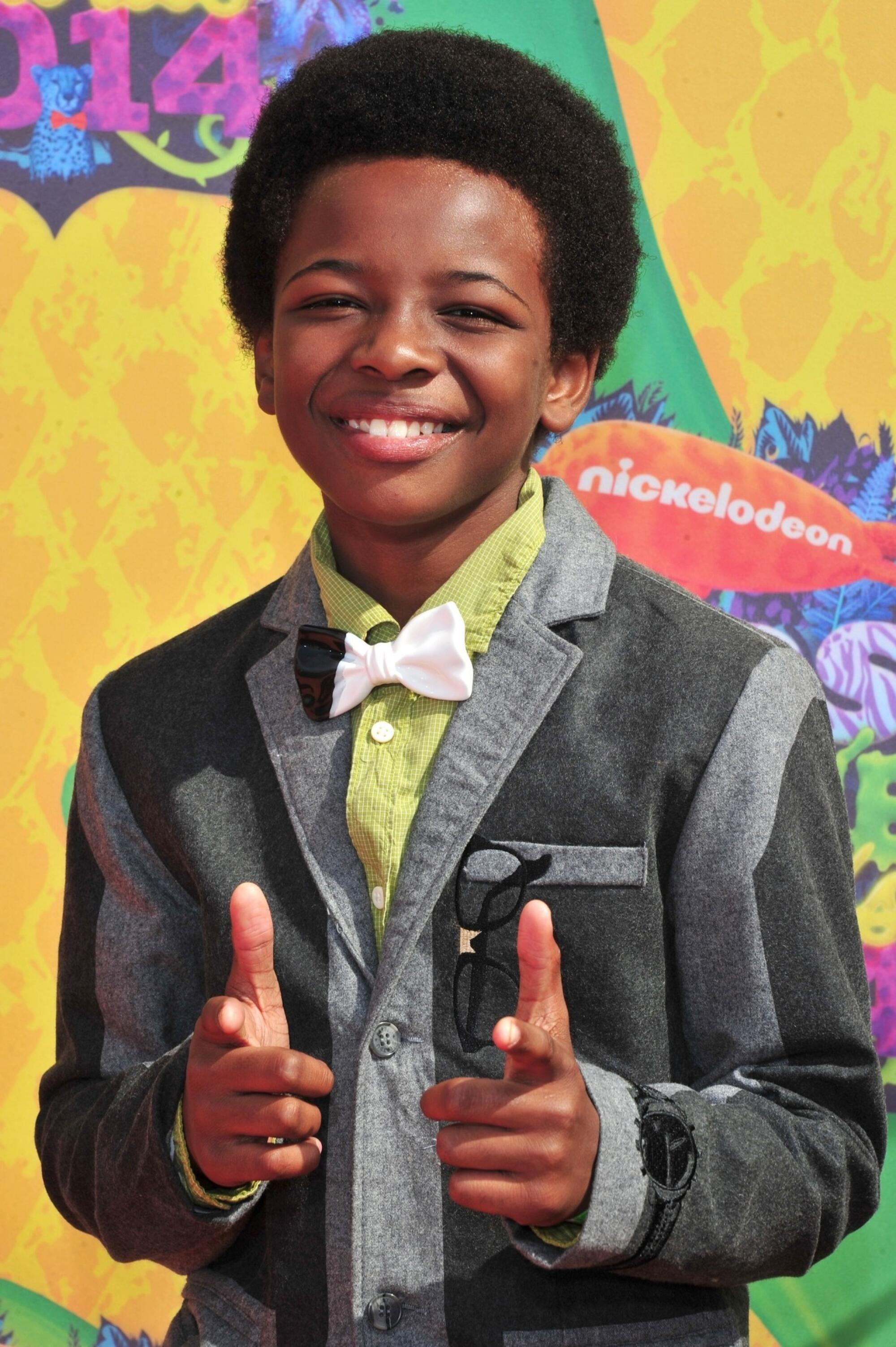 LACHSA student Dusan Brown, who has been acting since elementary school, at the Nickelodeon Kids' Choice Awards in 2014, which was the year he began voicing AJ in the Nick Jr. show "Blaze and the Monster Machines."