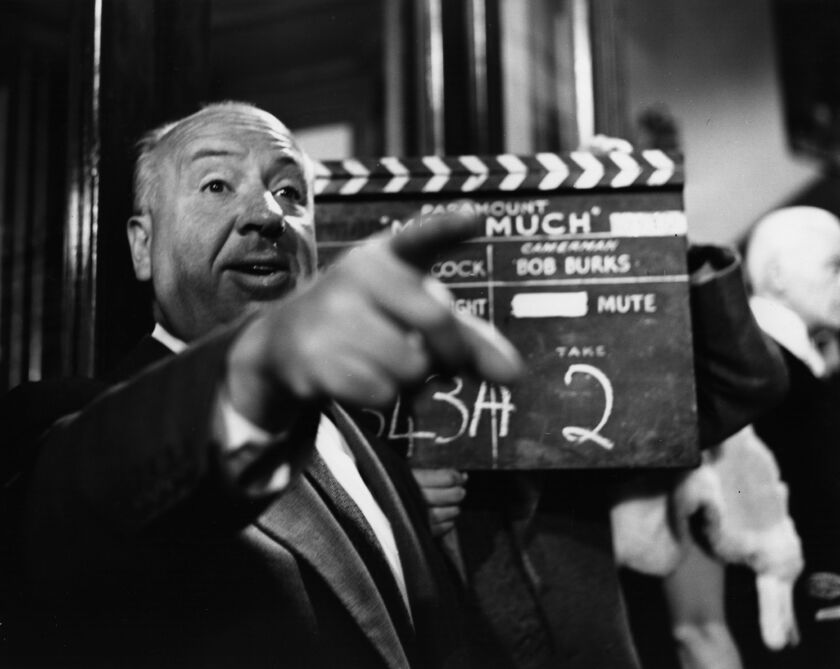 Alfred Hitchcock on the set of 'The Man Who Knew Too Much.' 