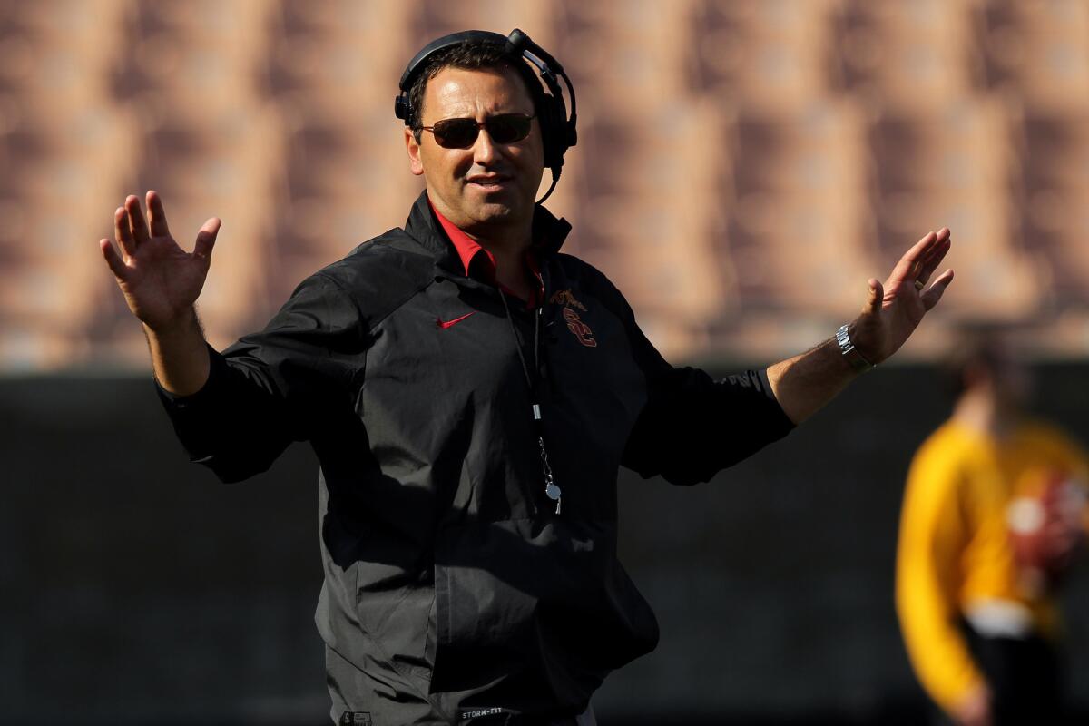 USC Coach Steve Sarkisian helped the Trojans sign 19 players to go along with five others who have already enrolled for the spring semester on national signing day.