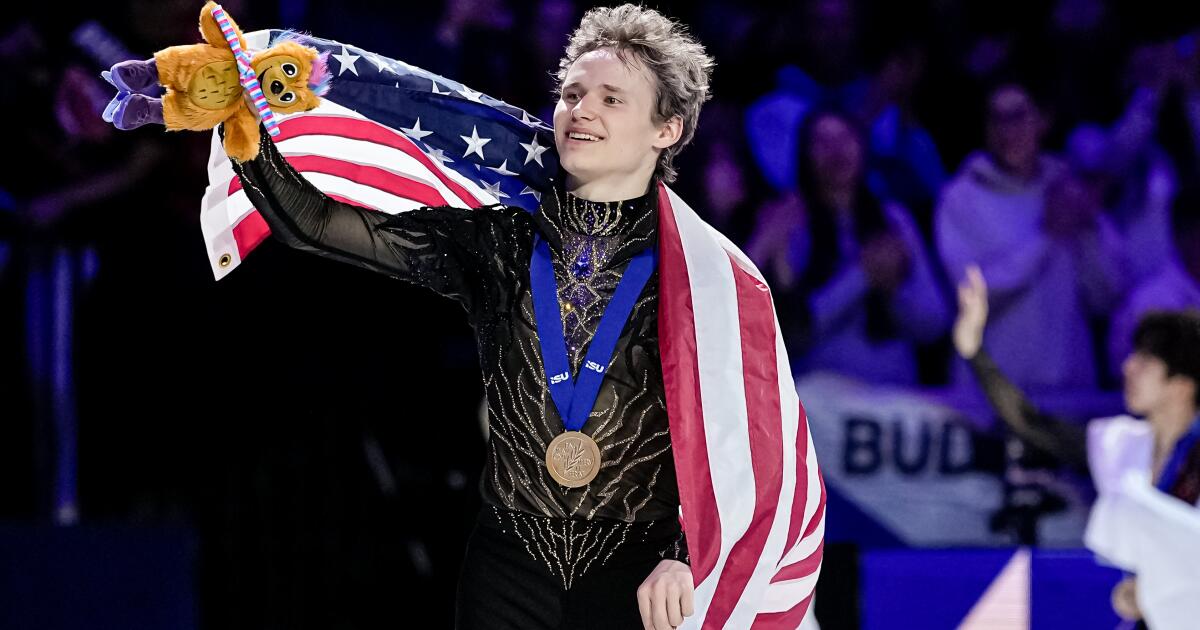 Ilia Malinin bounces back from Olympic nightmare to win third straight world figure skating title