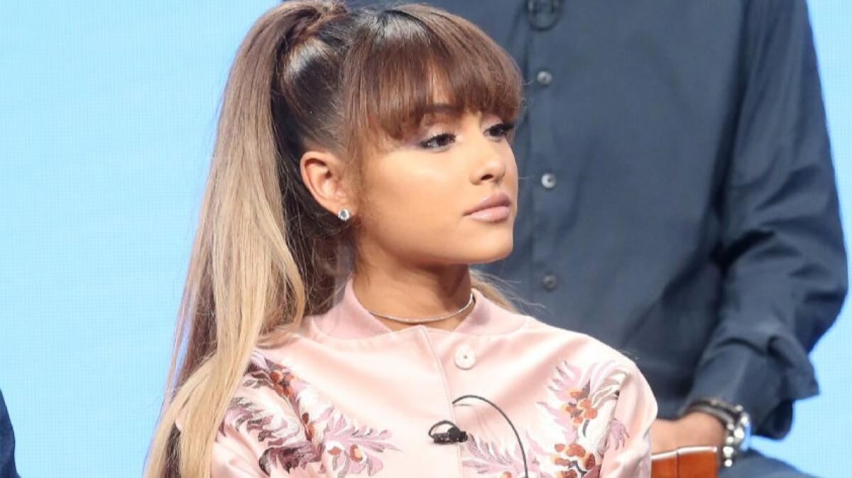 Ariana Grande at the 'Hairspray Live!' panel discussion during the NBCUniversal portion of the 2016 Television Critics Assn. Summer Tour on Tuesday at the Beverly Hilton Hotel.