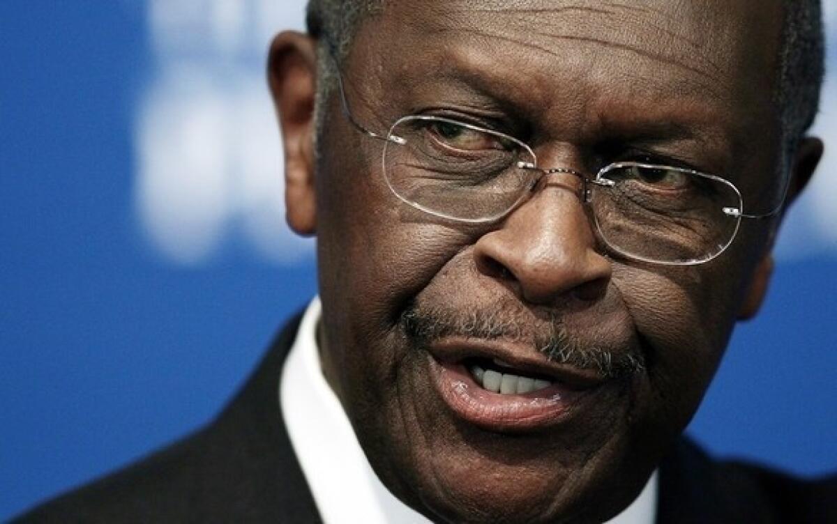 Herman Cain speaks Monday at the National Press Club.
