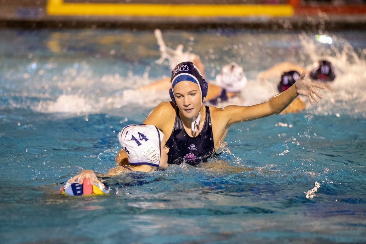 CdM senior Lily Britt defends against Yucaipa's Sammi Byers during Wednesday's match.