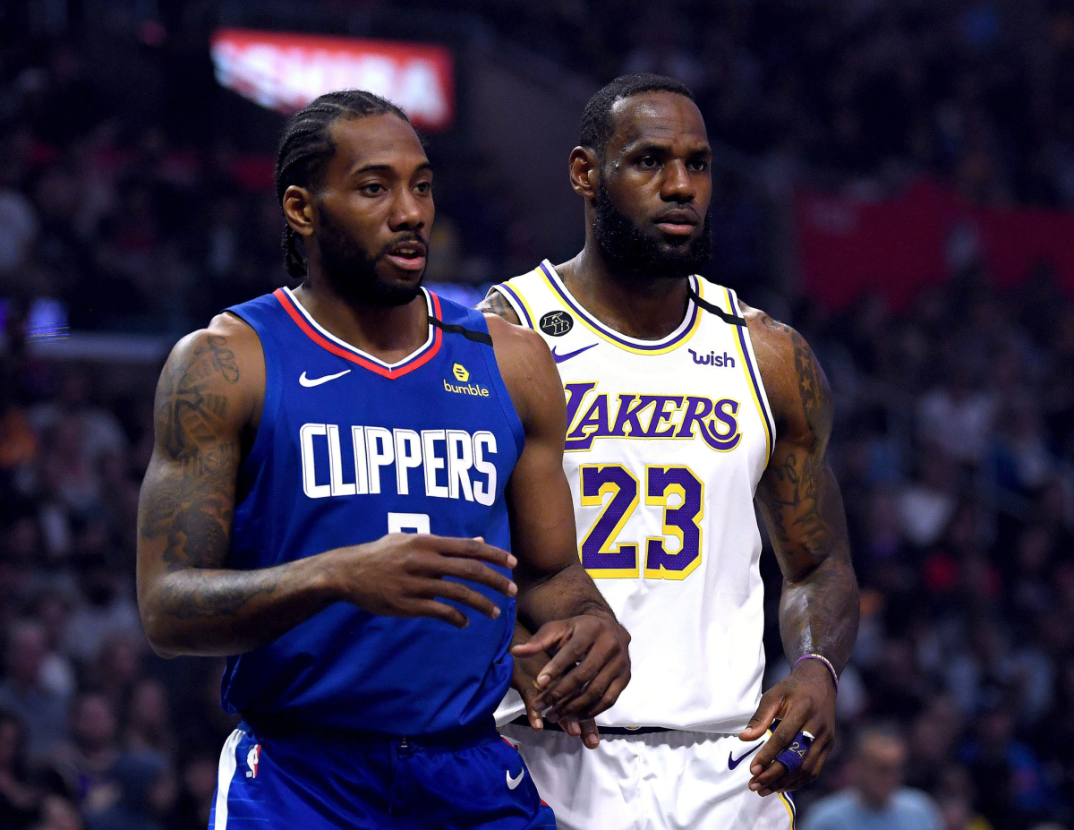 Clippers forward Kawhi Leonard and Lakers forward LeBron James  