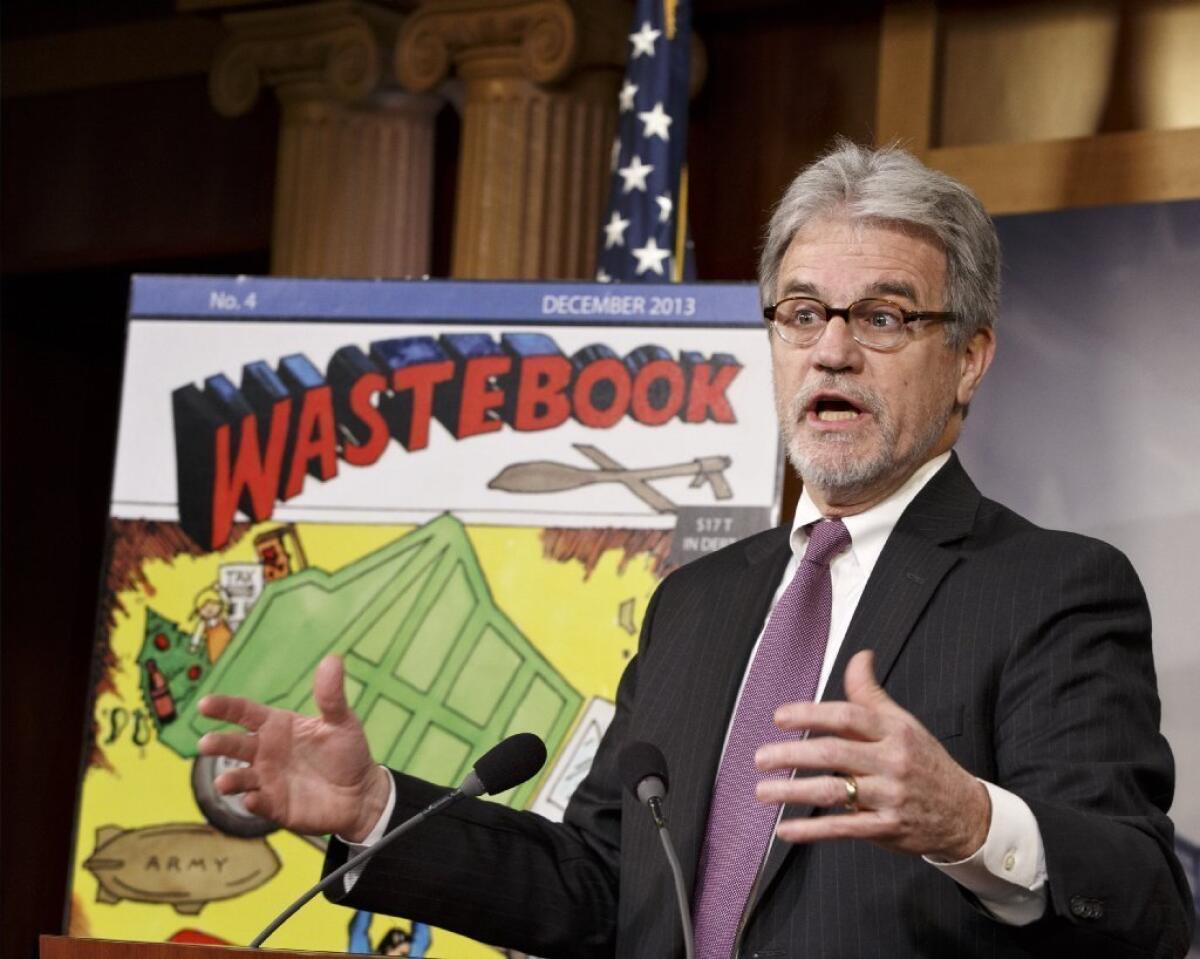 Sen. Tom Coburn (R-Okla.) characteristically posturing on the Senate floor in December.