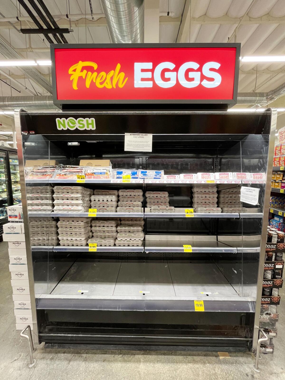 The egg section at a grocery in Redondo Beach. 