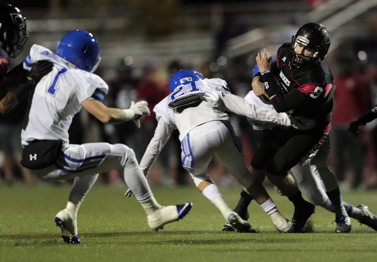 Quarterback Anthony Catalano (8) and Corona Centennial head into the Pac-5 Division playoffs ranked No. 1 in the Southland.