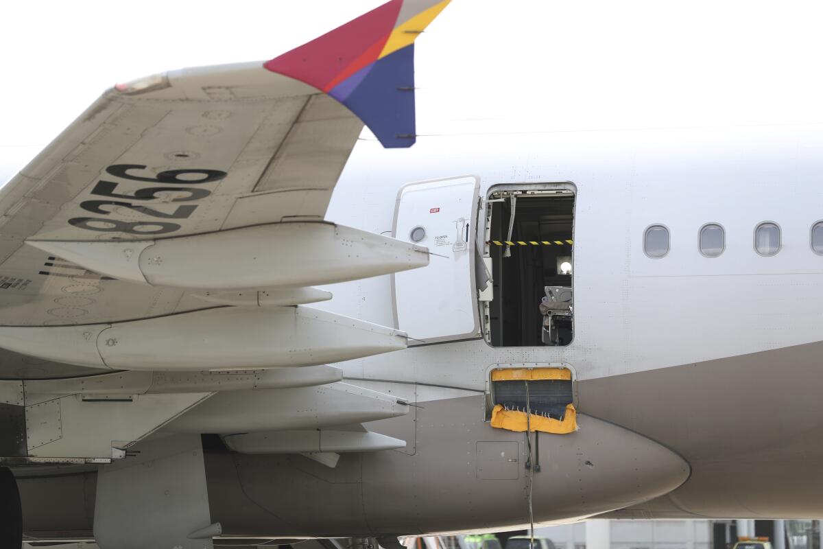 Door open on an Asiana Airlines plane