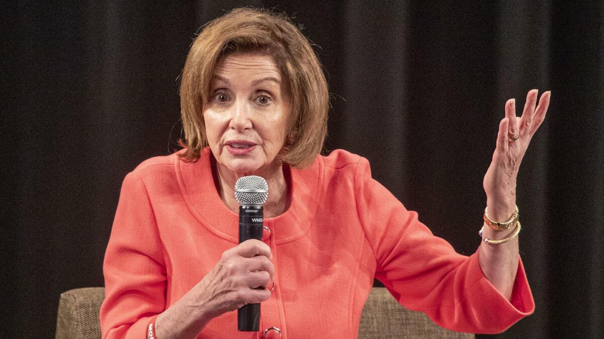 House Speaker Nancy Pelosi (D-San Francisco) speaks at a panel on healthcare in Monterey Park.