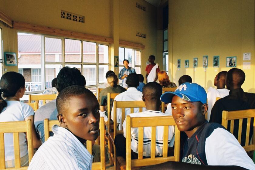 Students in Lee Isaac Chung's filmmaking class in Rwanda