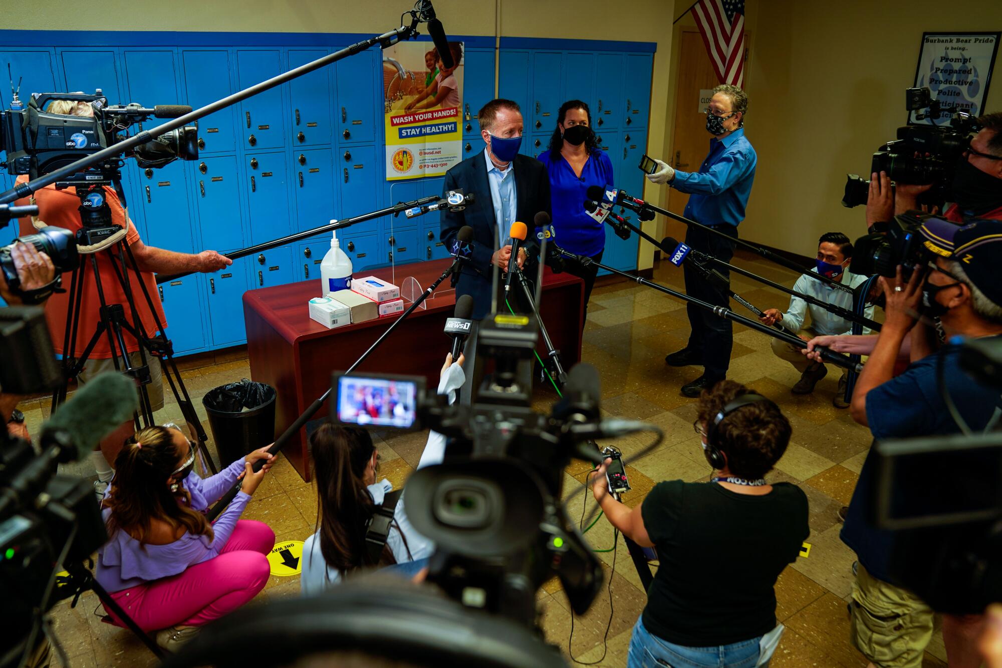 Los Angeles Unified School District Supt. Austin Beutner speaks to reporters