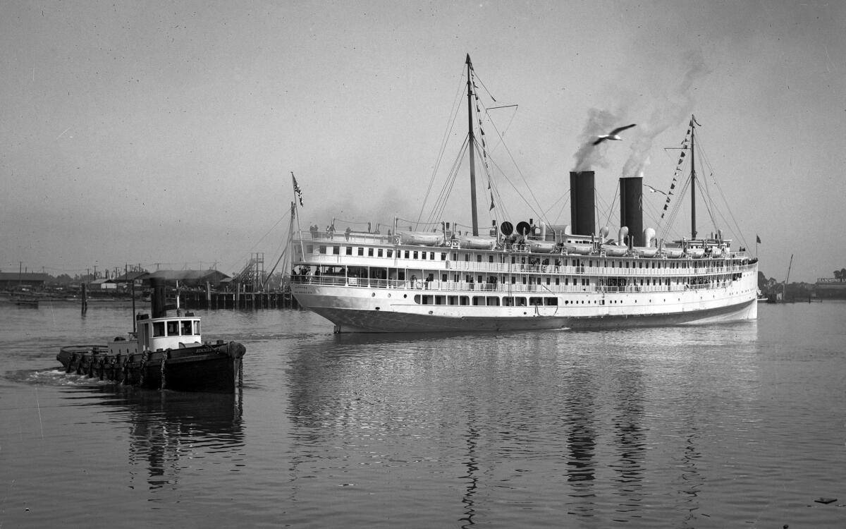 A ship in Los Angeles Harbor in 1921