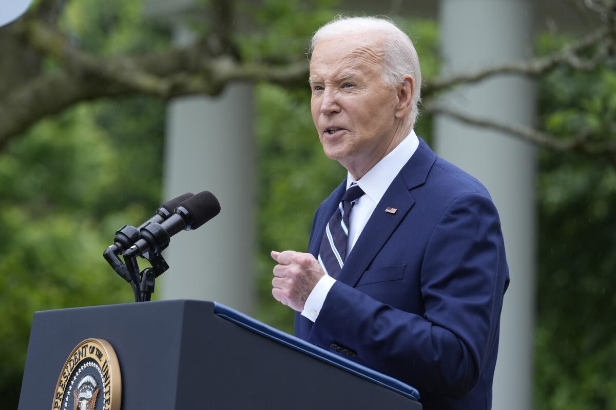 President Biden speaks at the White House on May 14. 