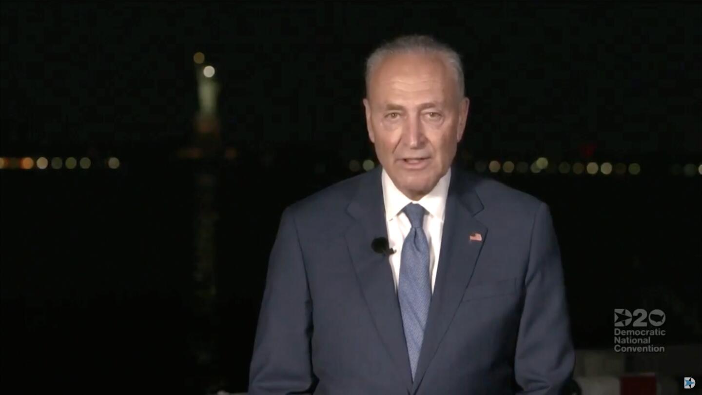 Senate Minority Leader Sen. Charles E. Schumer (D-N.Y.) addresses the convention.