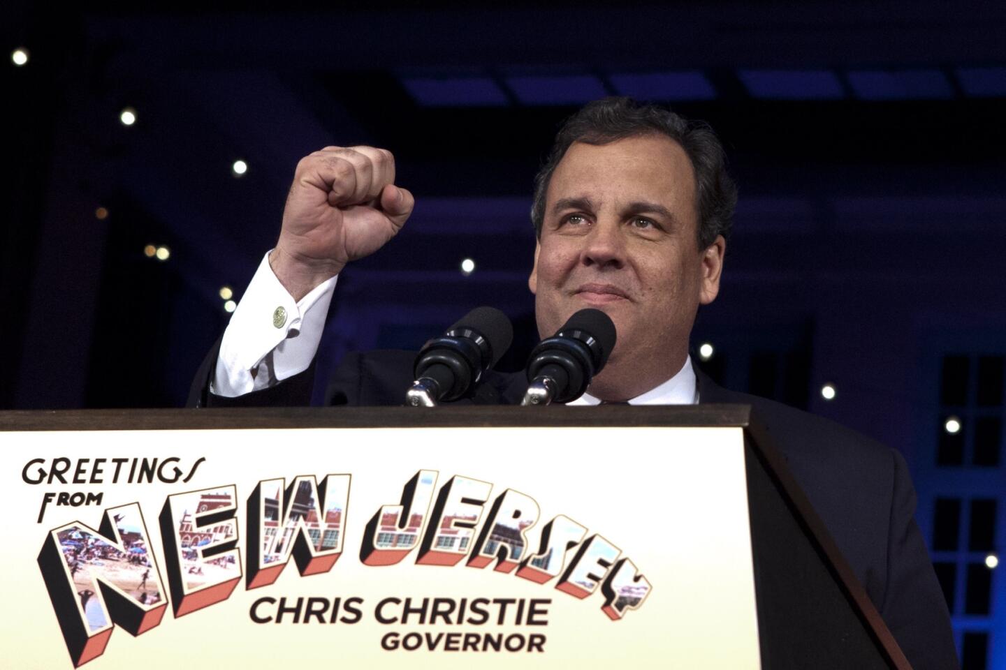 New Jersey Gov. Chris Christie speaks after winning a second term.