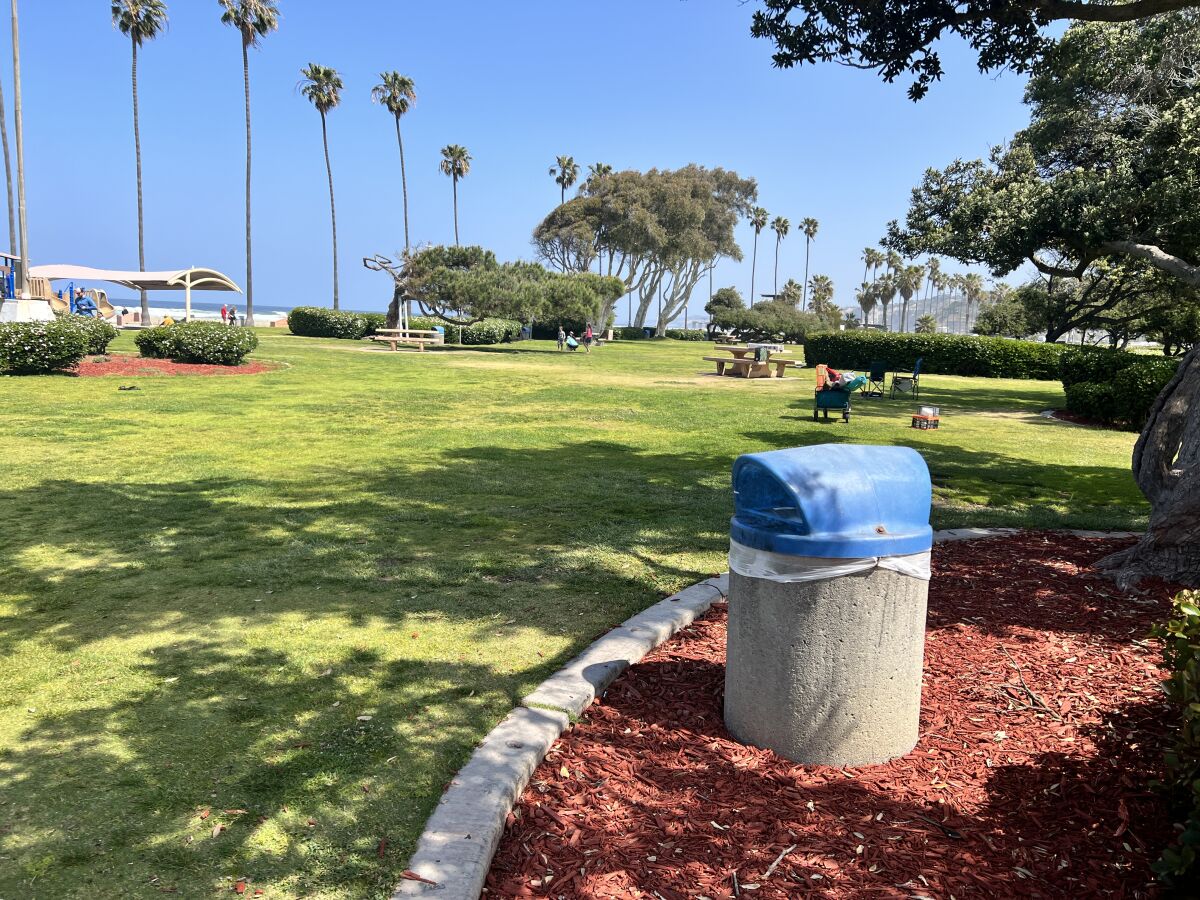 Though there have been complaints of overflowing trash cans at Kellogg Park in La Jolla Shores, the coast was clear April 29.