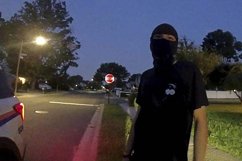 This photo provided by the Nassau County Police Department on Tuesday, Aug. 27, 2024, shows Wesslin Omar Ramirez Castillo, 18, who was arrested for possessing a 14-inch knife and wearing a mask in Nassau County, N.Y., Sunday, Aug. 25. (Nassau County Police Department via AP)