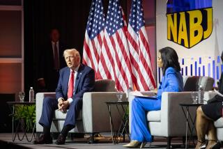 Chicago, IL - July 31: Trump visits the National Association of Black Journalists (NABJ) convention on Wednesday, July 31, 2024 in Chicago, IL. (Jason Armond / Los Angeles Times)