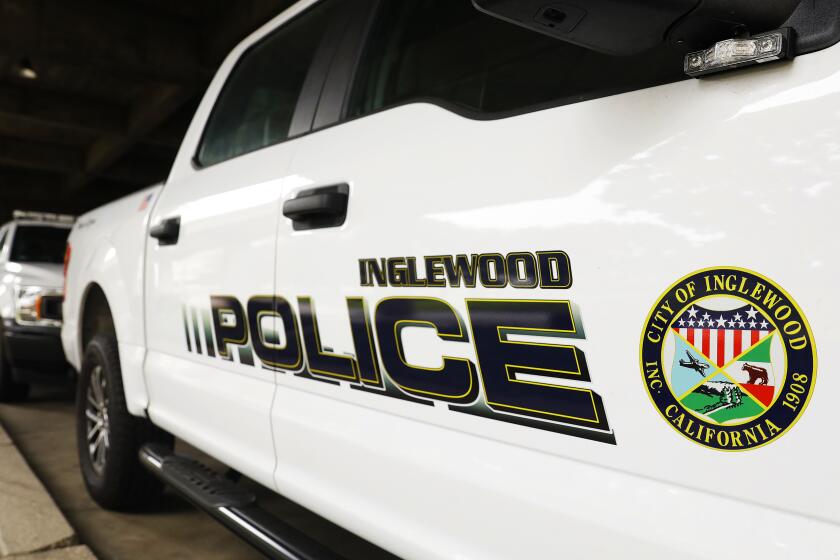 Vehicles from the Inglewood Police Department in 2021.