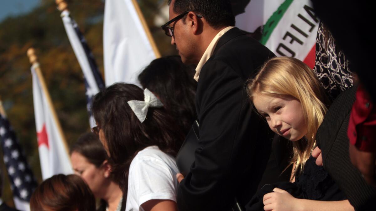 Families and their attorneys hold a news conference in Los Angeles in 2014 during their unsuccessful effort to overturn a set of teacher job protections. The same attorneys suffered a second setback this week.