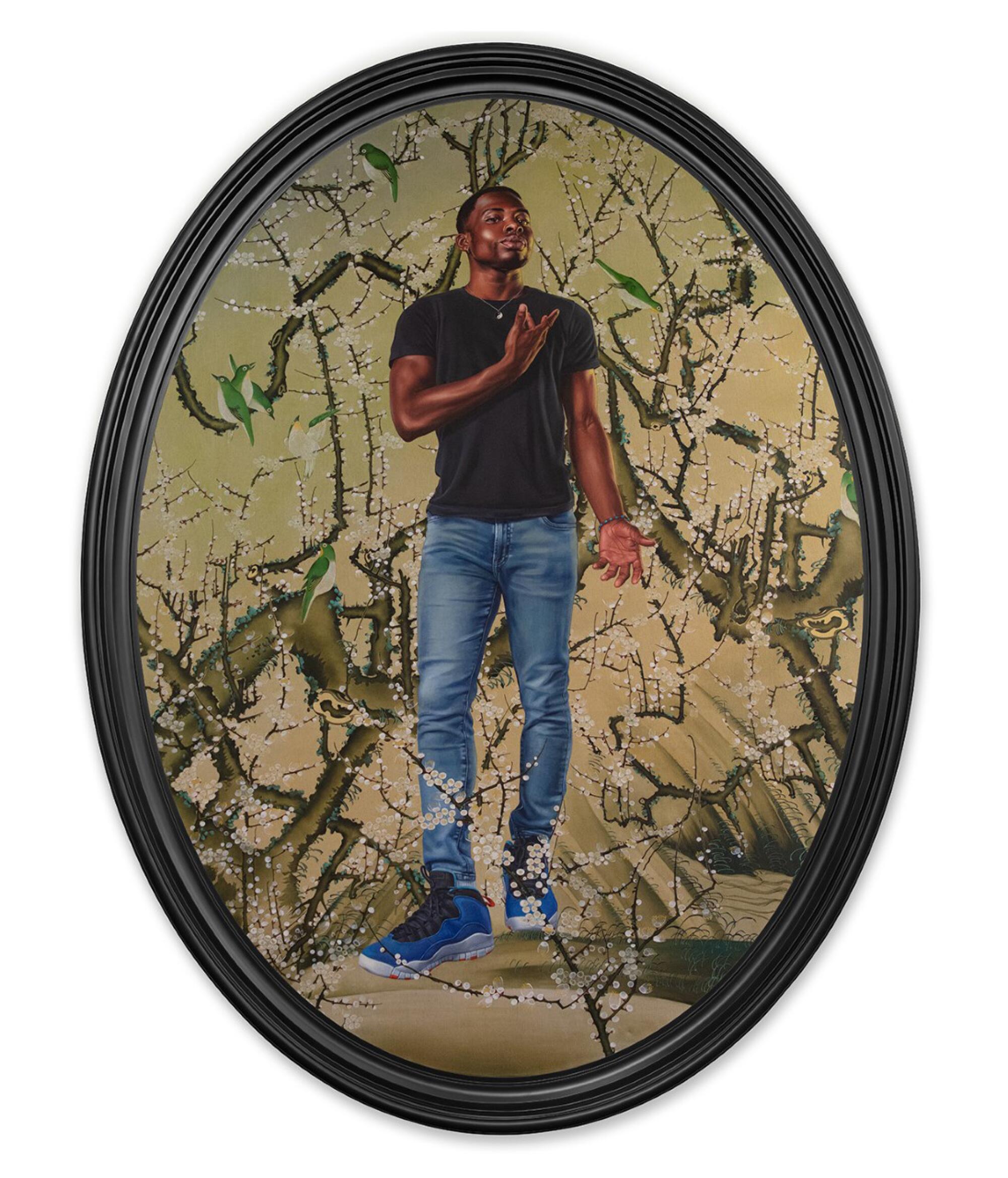Painting of a young man in an oval frame
