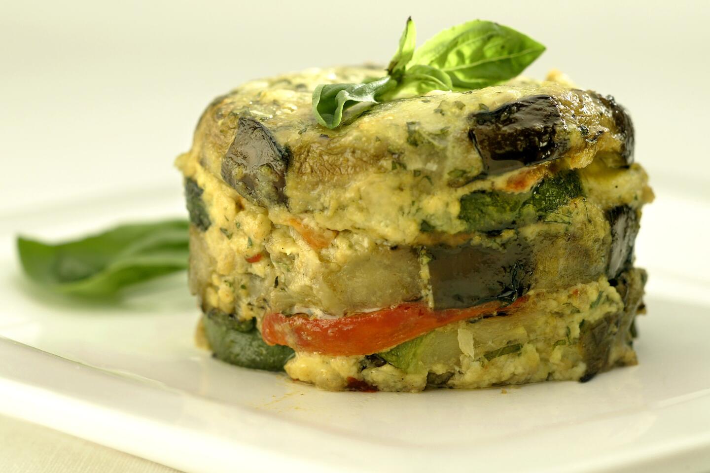 Zucchini-eggplant-pepper timbales