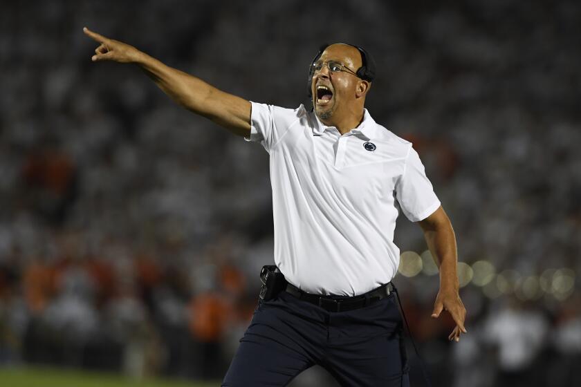 Penn State coach James Franklin during a victory over Auburn on Sept. 18, 2021.