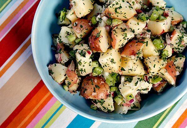Potato salad with celery and red onion