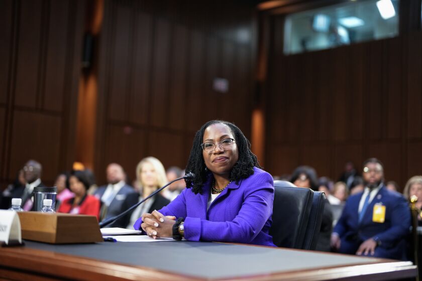 Judge Ketanji Brown Jackson at her confirmation hearing before the Senate Judiciary Committee in Washington on Monday.