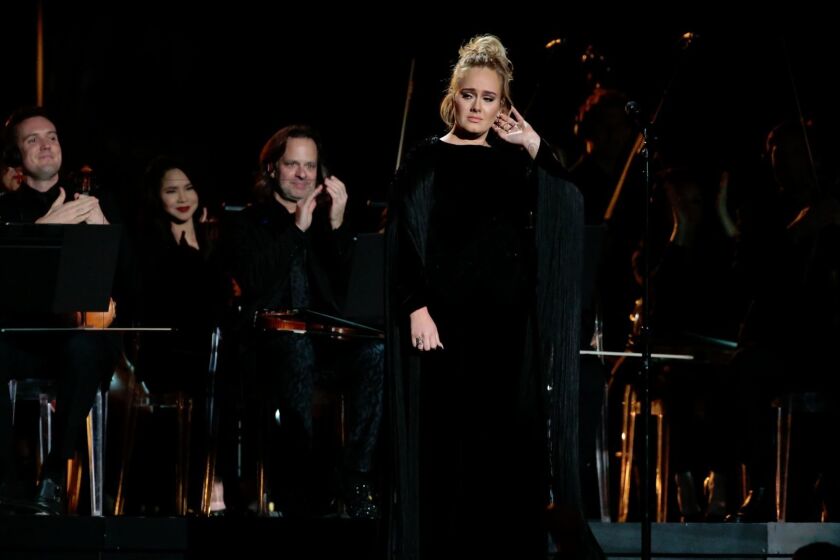 Adele during her tribute to George Michael at Sunday's Grammy Awards.