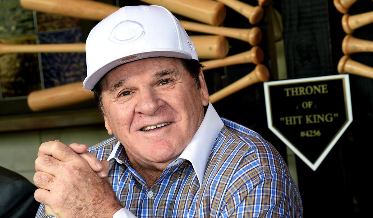 Former MLB player and manager Pete Rose speaks during a news conference to respond to his lifetime ban from MLB for gambling being upheld on Tuesday in Las Vegas.