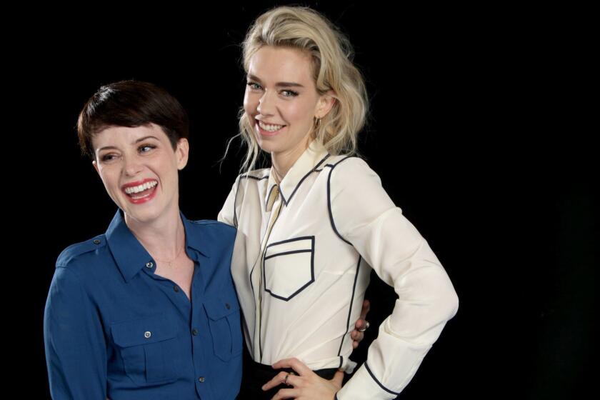 HOLLYWOOD, CA--APRIL 27, 2018--Actresses Claire Foy and Vanessa Kirby, who star as not always friendly sisters Queen Elizabeth and Princess Margaret, respectively on the hit Netflix series "The Crown." (Kirk McKoy / Los Angeles Times)
