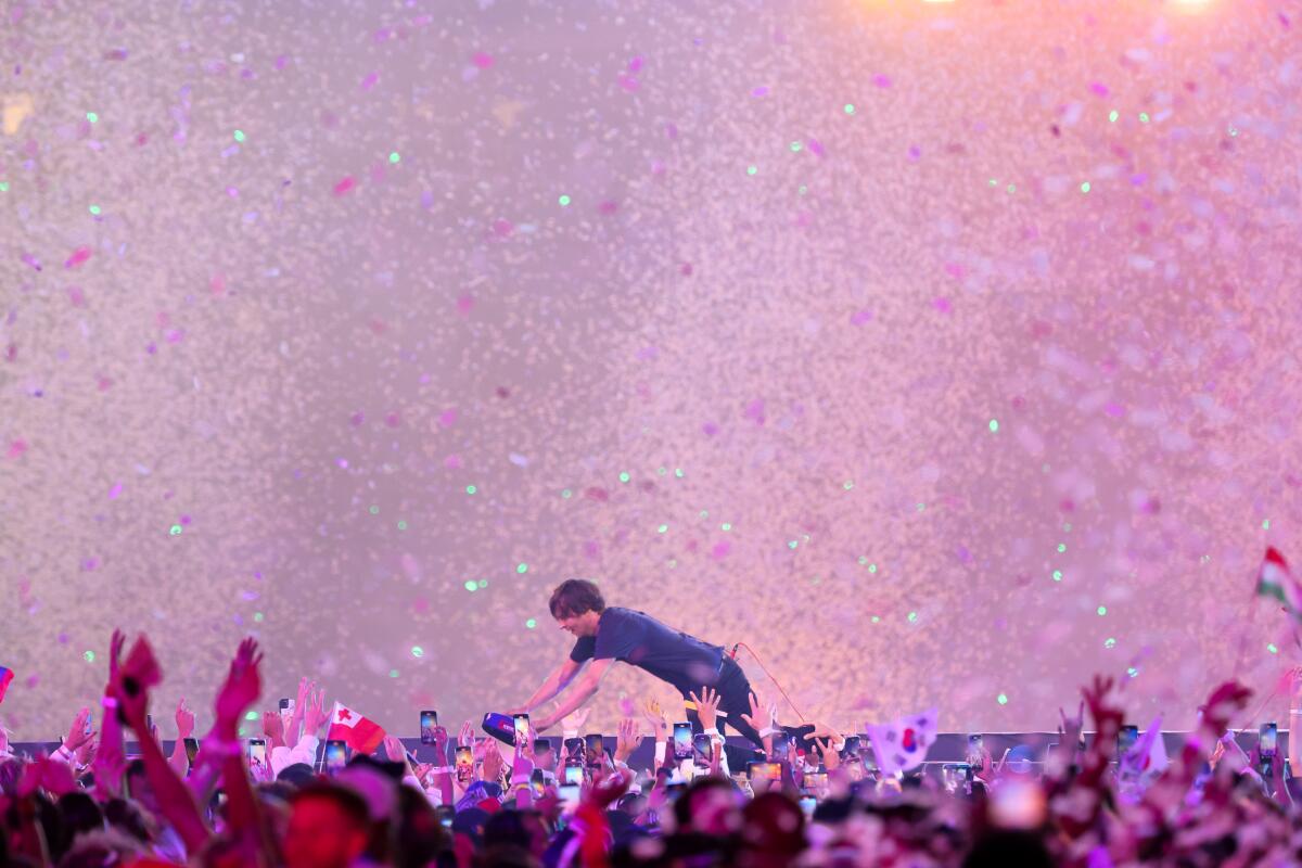 Phoenix performs during the closing ceremony of the 2024 Paris Olympics.