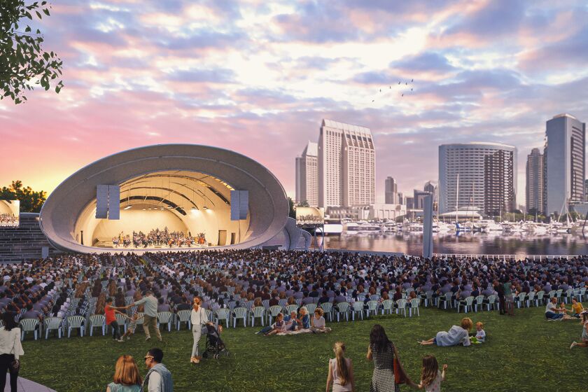 The Shell, shown above in an artist's rendering, will open in July as the San Diego Symphony's new, year-round outdoor concert and events venue.