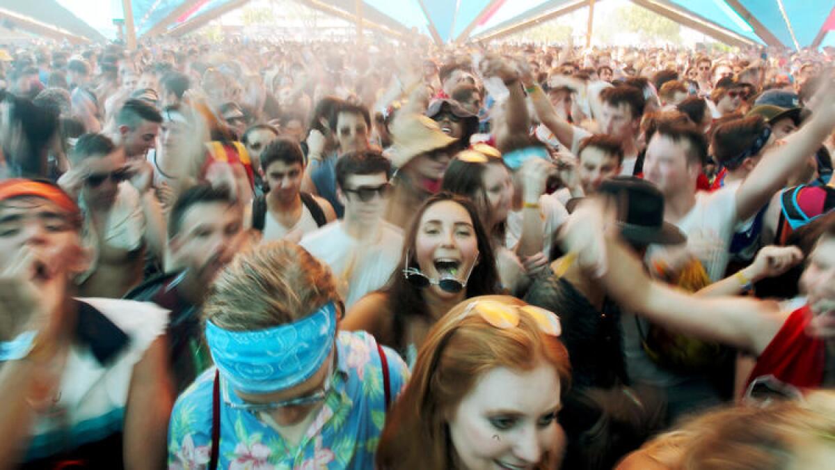 A crowd dances at the Do Lab on Friday at Coachella.
