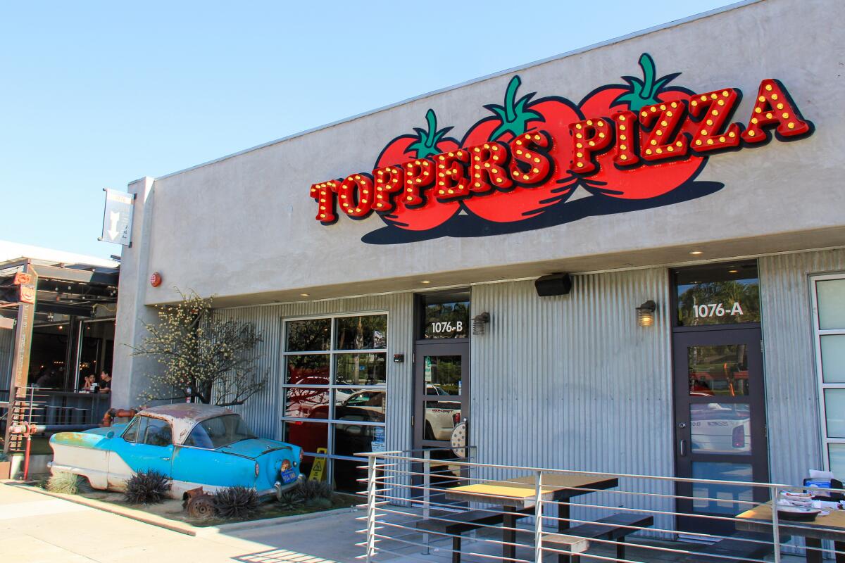 A view of Toppers Pizza.