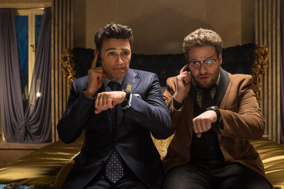 James Franco, left, and Seth Rogen in a scene from Columbia Pictures' "The Interview."