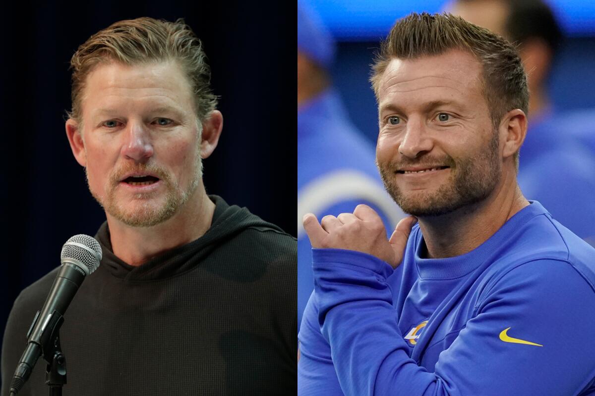 Rams general manager Les Snead (left) and Rams coach Sean McVay.