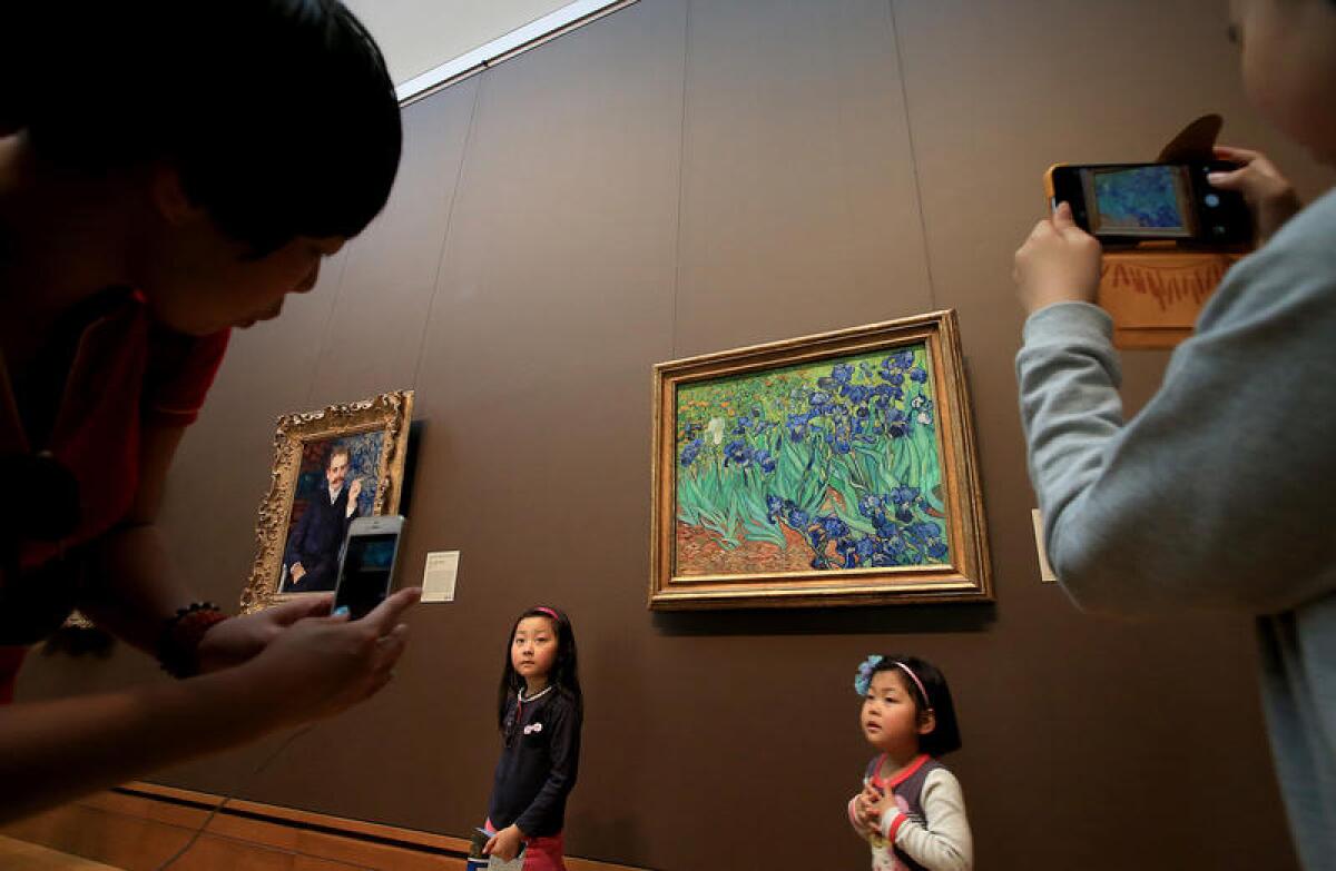 Van Gogh's "Irises" draws a crowd.