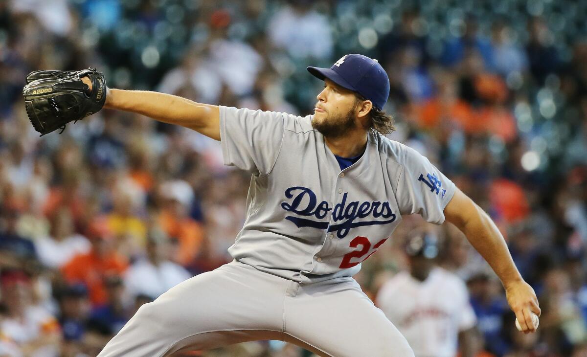 Dodgers starter Clayton Kershaw gave up seven hits and one run to the Astros on Sunday, when he struck out 10 in eight innings.