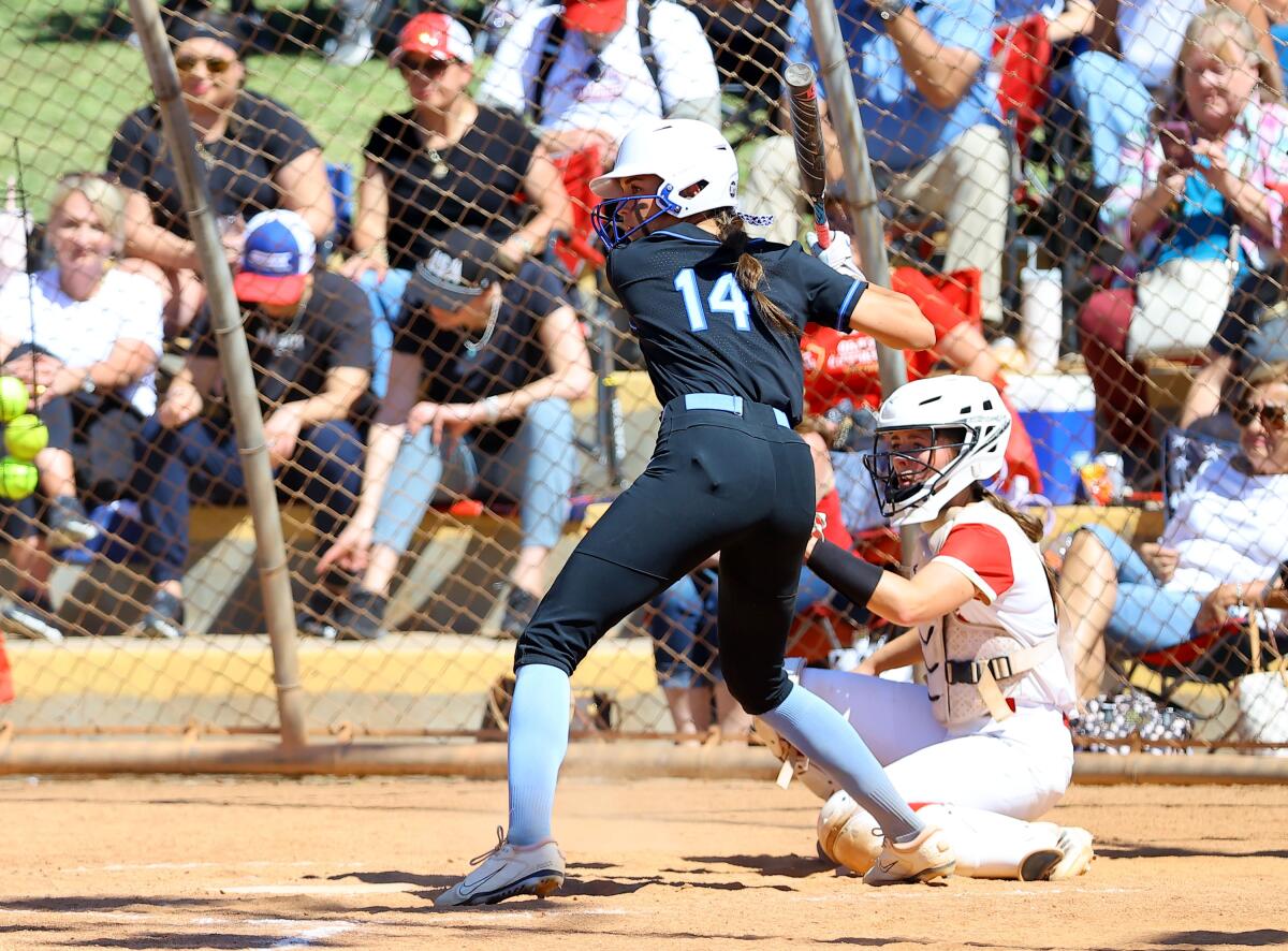 Leighton Gray of Norco High waits for a pitch while in the batter's box.
