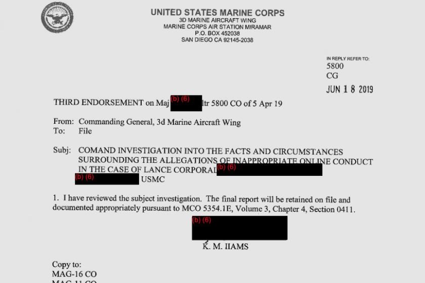 PDF: Redacted version of Miramar Marine Blackface investigation