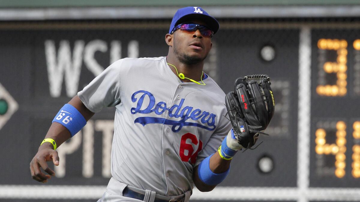 Yasiel Puig will start in center field for the first time this season as the Dodgers take on the San Francisco Giants on Friday. Puig started 10 games in center last season.